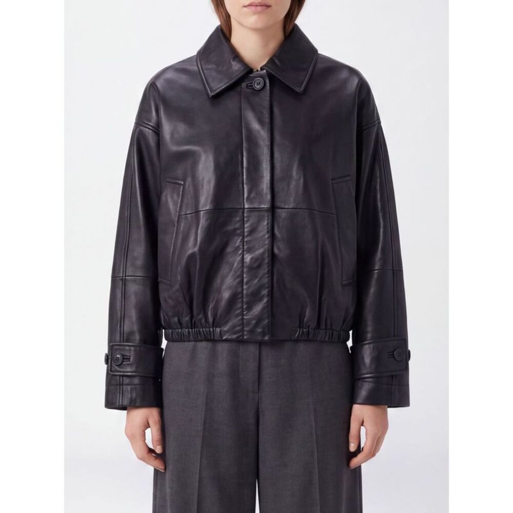 Lambskin Leather Shirt Jacket Rohe With Dropped Shoulders And Elasticated Hem